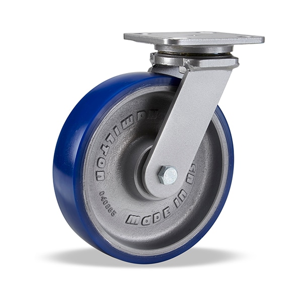 Workhorse Swivel Caster, 8" x 2" Ergo-Glide Wheel (85A), 1/2" Precison Tapered Bearings