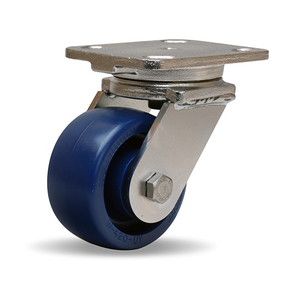Stainless Steel Workhorse Swivel Caster, 4" x 2" Unilast, Solid Polyurethane (75D) Wheel