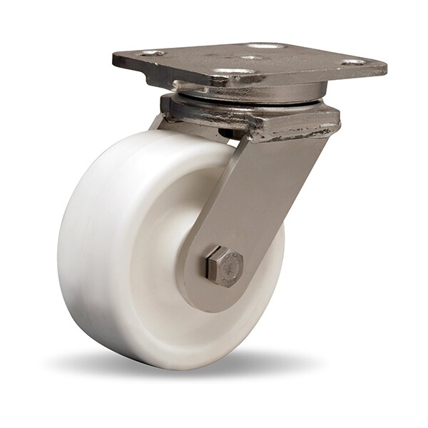 Stainless Steel Workhorse Swivel Caster, 5" x 2" Aqualite, Polyolefin (75D) Wheel