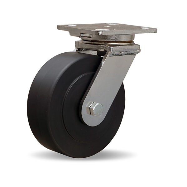 Stainless Steel Workhorse Swivel Caster, 6" x 2" Nylast High Performance Cast Nylon Wheel