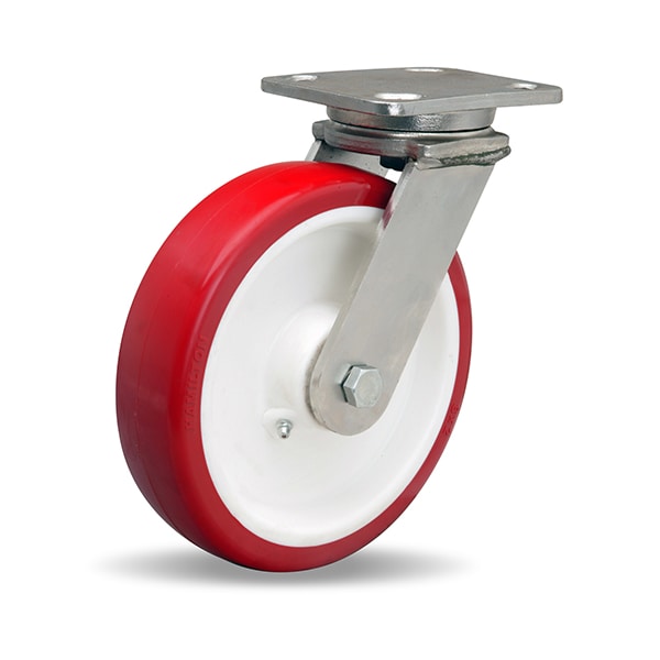 Stainless Steel Workhorse Swivel Caster, 8" x 2" Poly-Tech