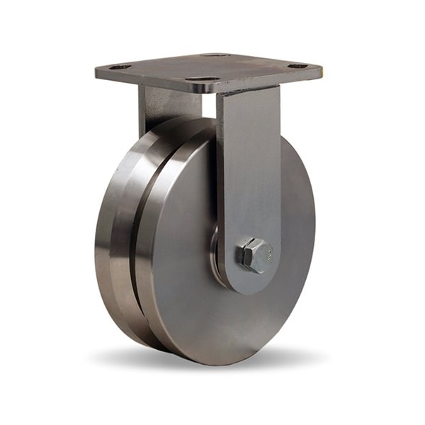 Stainless Steel Workhorse Swivel Caster, 6" x 2" Stainless Steel V-Grooved Wheel