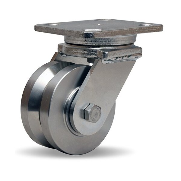 Stainless Steel Workhorse Swivel Caster, 4" x 2" Stainless Steel V-Grooved Wheel