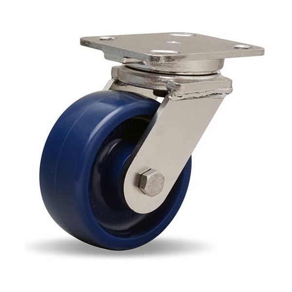 Stainless Steel Workhorse Swivel Caster, 5" x 2" Unilast, Solid Polyurethane (75D) Wheel