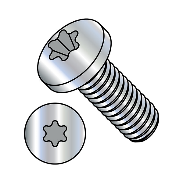 M6-1.00 x 8 mm Torx Pan Machine Screw, Zinc Plated Steel, 2500 PK