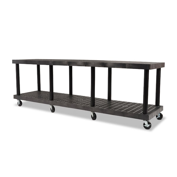 Modular-Kart, Recycled HDPE, 1300 lb Load Capacity, 2 Shelves, 96 in L, 36 in W, 32 in H
