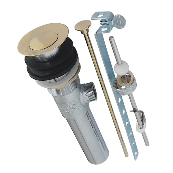 Bathroom Sink Brass Pop-Up Drain with Overflow, 1-1/4" Pipe Dia., Brass