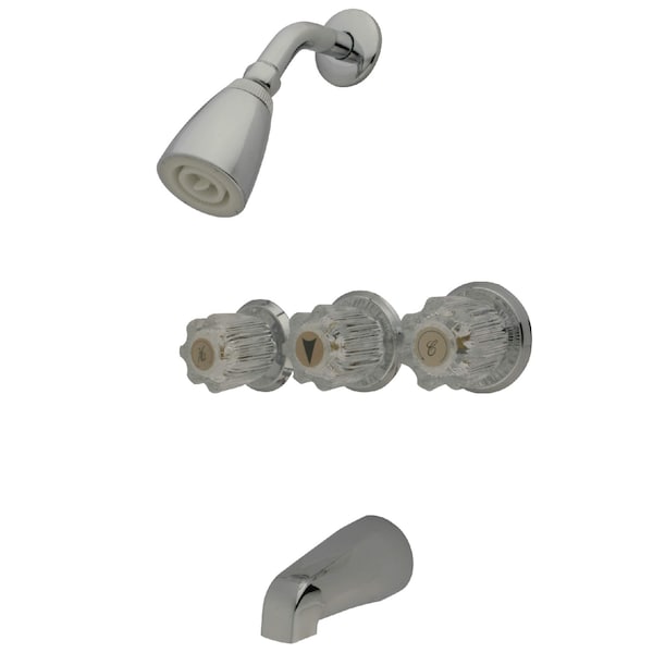 Tub and Shower Faucet, Standard, 5, Wall Mount, Polished Chrome