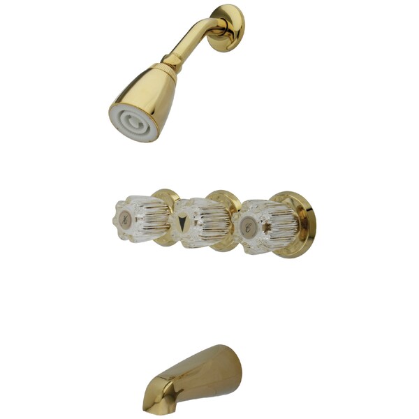 Tub and Shower Faucet, Standard, 5, Wall Mount, Polished Brass