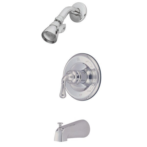 Tub and Shower Faucet, Standard, 3, Wall Mount, Polished Chrome