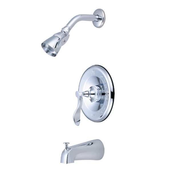 Tub and Shower Faucet, Standard, 3, Wall Mount, Polished Chrome