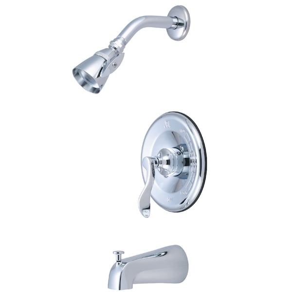 Tub and Shower Faucet, Standard, 3, Wall Mount, Polished Chrome
