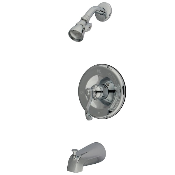 Tub and Shower Faucet, Standard, 3, Wall Mount, Polished Chrome