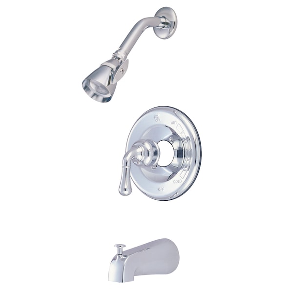 Tub and Shower Faucet, Standard, 3, Wall Mount, Polished Chrome