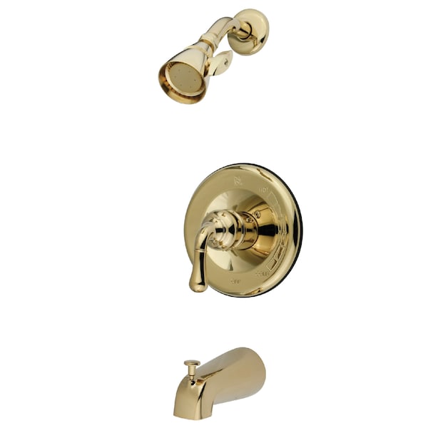 Tub and Shower Faucet, Standard, 3, Wall Mount, Polished Brass