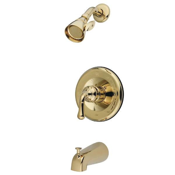 Tub and Shower Faucet, Polished Brass, Wall Mount