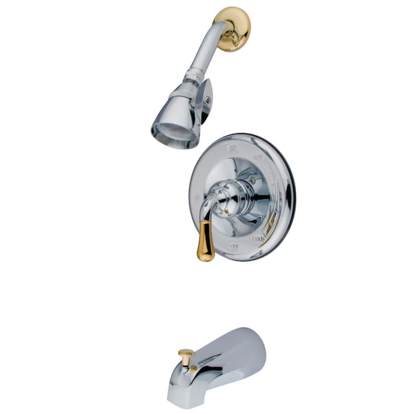 Tub and Shower Faucet, Polished Chrome/Polished Brass, Wall Mount