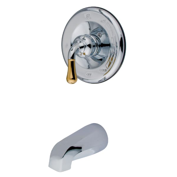Tub and Shower Faucet, Standard, 2, Wall Mount, Polished Chrome/Polished Brass