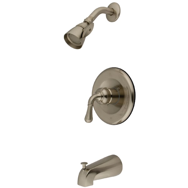 Tub and Shower Faucet, Standard, 3, Wall Mount, Brushed Nickel