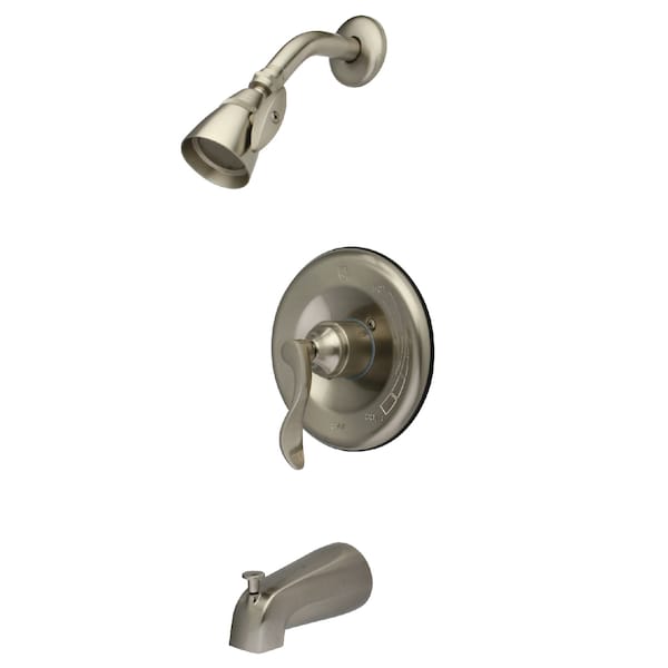 Tub and Shower Faucet, Standard, 3, Wall Mount, Brushed Nickel