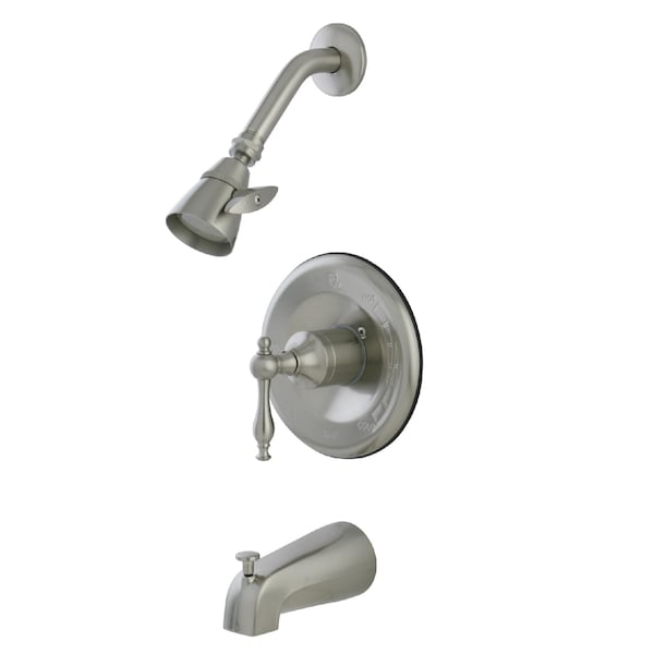 Tub and Shower Faucet, Standard, 3, Wall Mount, Brushed Nickel