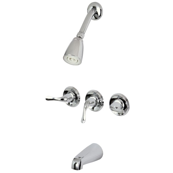 Tub and Shower Faucet, Polished Chrome, Wall Mount