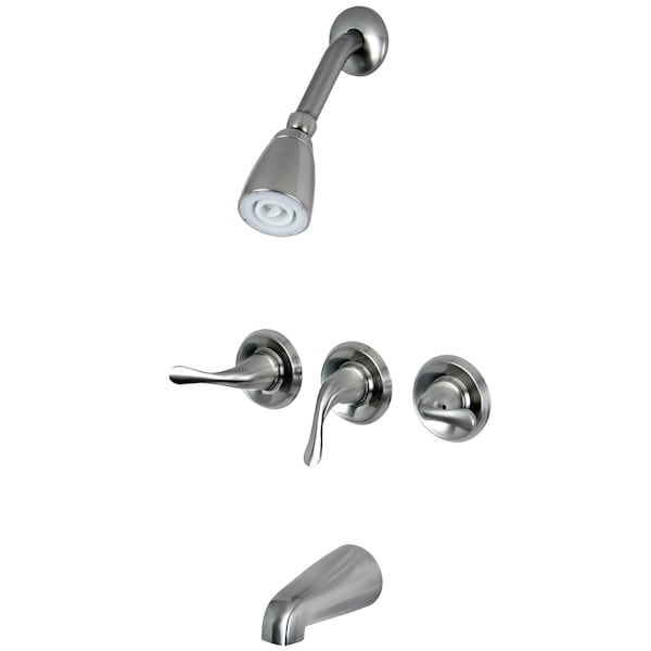 Tub and Shower Faucet, Brushed Nickel, Wall Mount