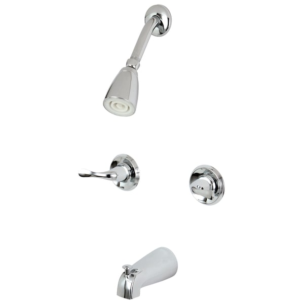 Tub and Shower Faucet, Polished Chrome, Wall Mount