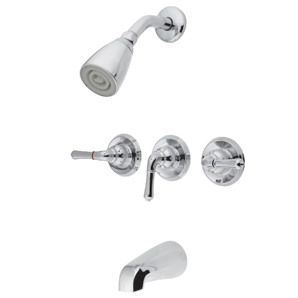 Tub and Shower Faucet, Polished Chrome, Wall Mount