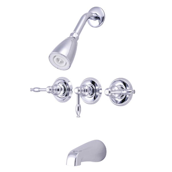 Tub and Shower Faucet, Polished Chrome, Wall Mount