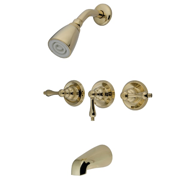 Tub and Shower Faucet, Polished Brass, Wall Mount