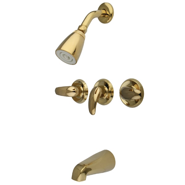 Tub and Shower Faucet, Polished Brass, Wall Mount