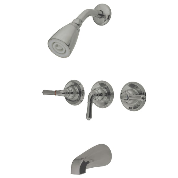 Tub and Shower Faucet, Brushed Nickel, Wall Mount