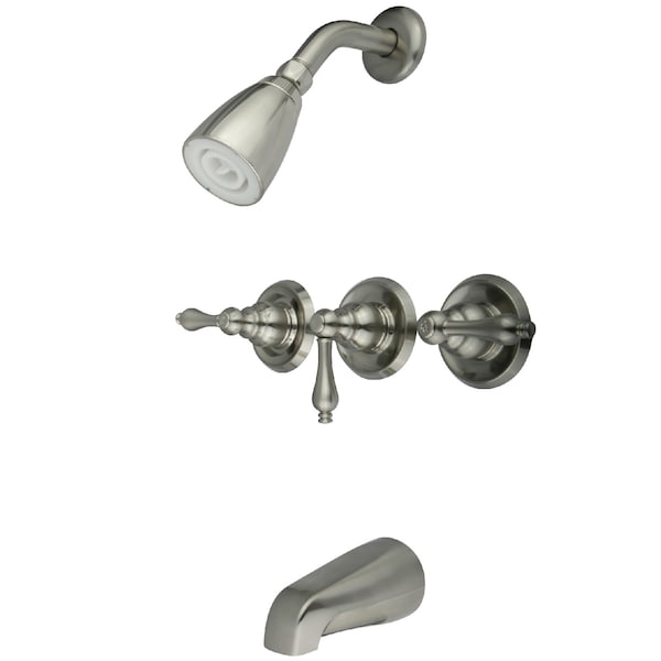 Tub and Shower Faucet, Brushed Nickel, Wall Mount