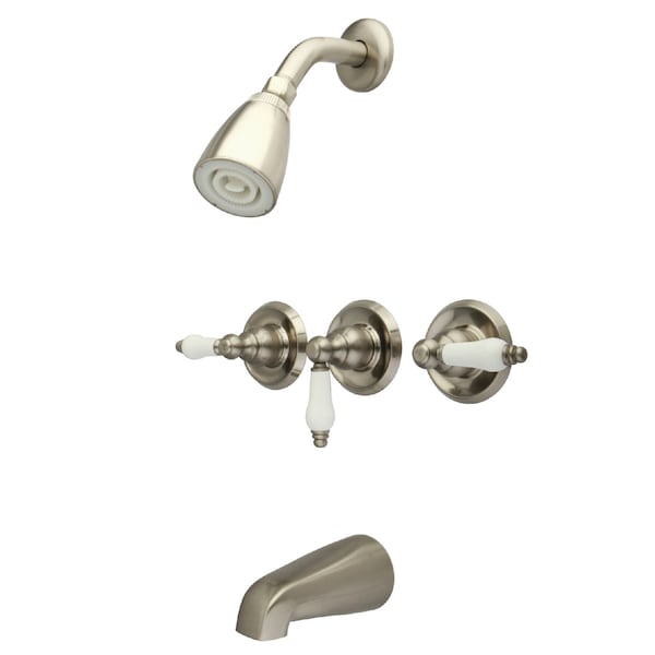Tub and Shower Faucet, Brushed Nickel, Wall Mount