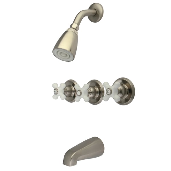 Tub and Shower Faucet, Brushed Nickel, Wall Mount