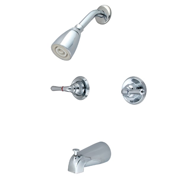 Tub and Shower Faucet, Polished Chrome, Wall Mount