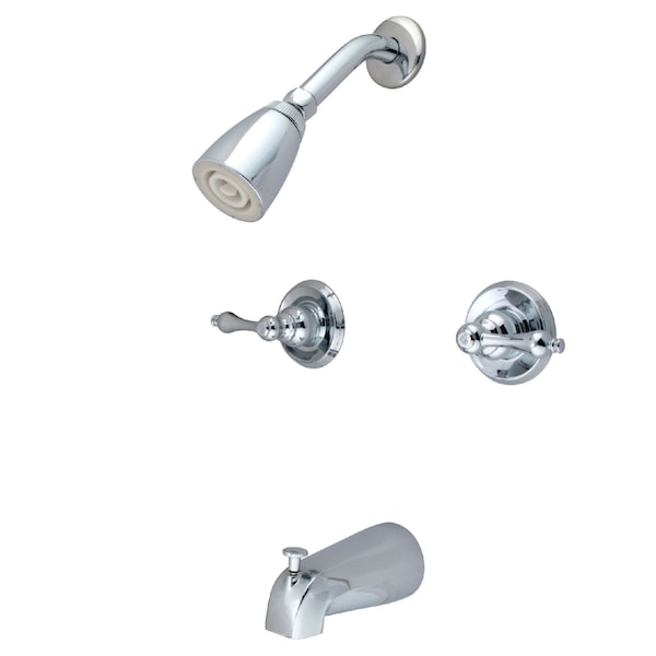 Tub and Shower Faucet, Polished Chrome, Wall Mount
