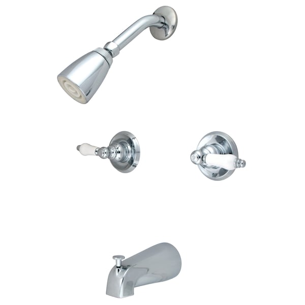 Tub and Shower Faucet, Polished Chrome, Wall Mount