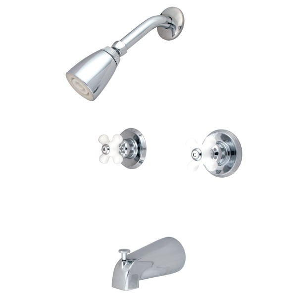 Tub and Shower Faucet, Polished Chrome, Wall Mount