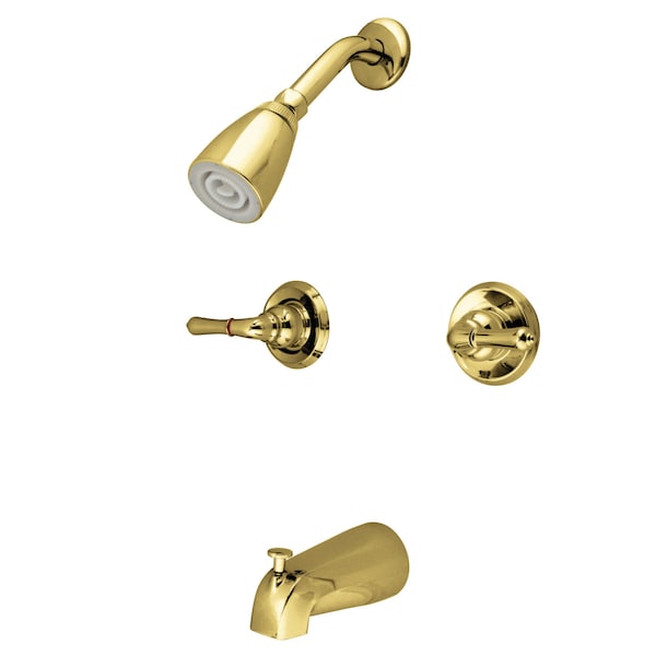 Tub and Shower Faucet, Polished Brass, Wall Mount