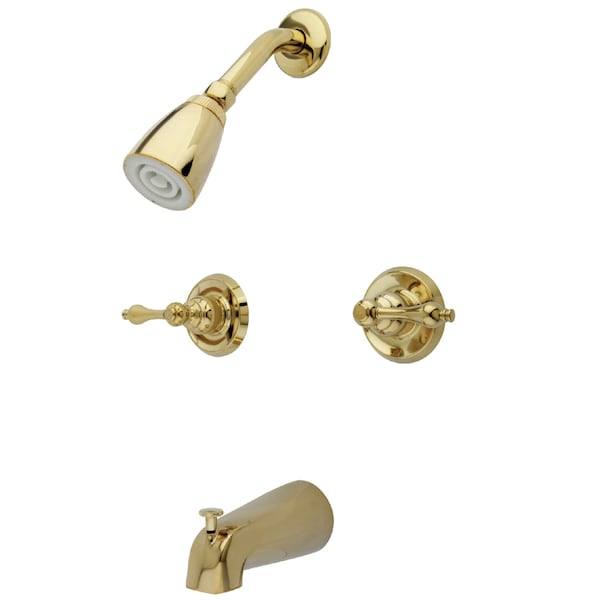 Tub and Shower Faucet, Polished Brass, Wall Mount
