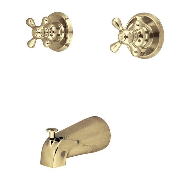 Tub and Shower Faucet, Polished Brass, Wall Mount