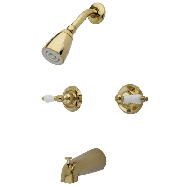 Tub and Shower Faucet, Polished Brass, Wall Mount