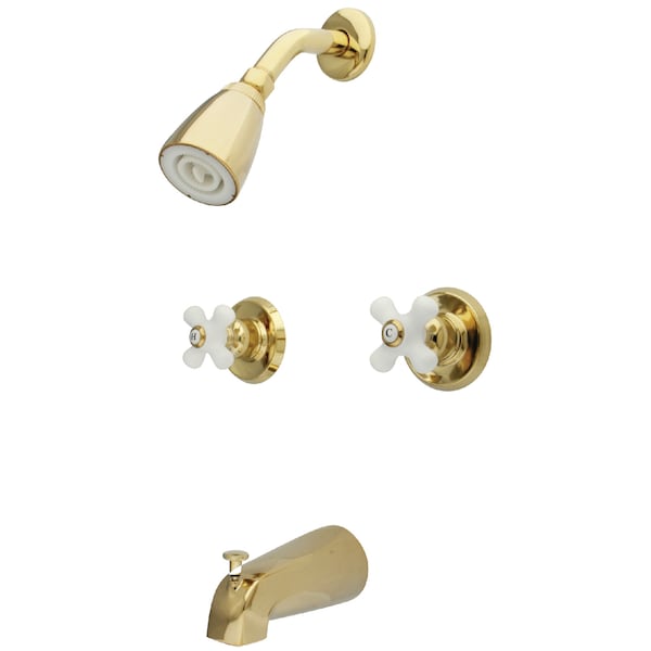 KB242PX Tub & Shower Faucet Porcelain Cross Handles