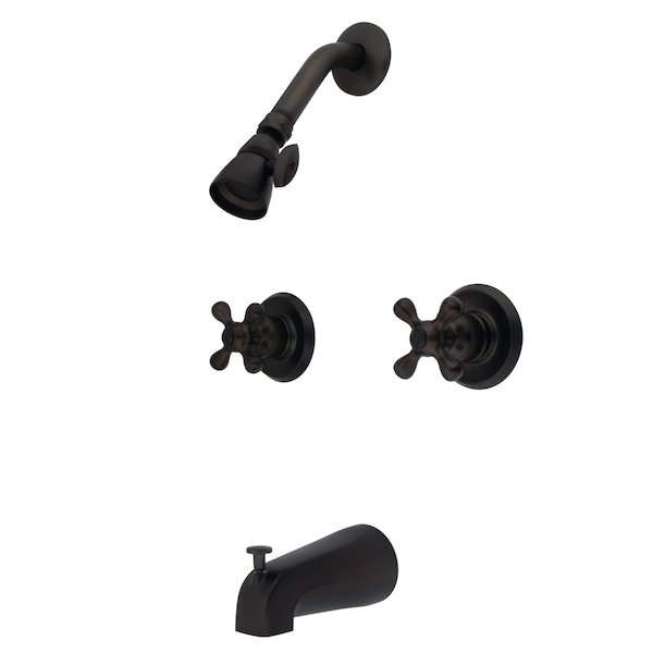 KB245AX Twin Handle Tub & Shower Faucet With Decor Cross Handle