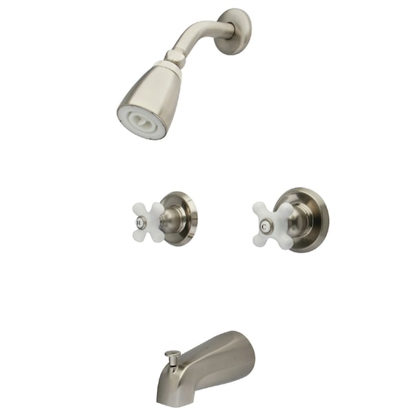 KB248PX Tub & Shower Faucet Porcelain Cross Handles