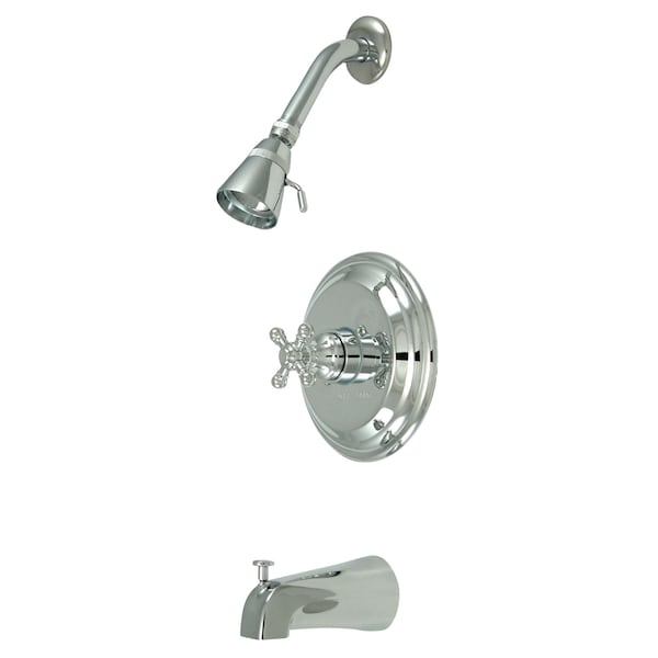 Tub and Shower Faucet, Standard, 3, Wall Mount, Polished Chrome