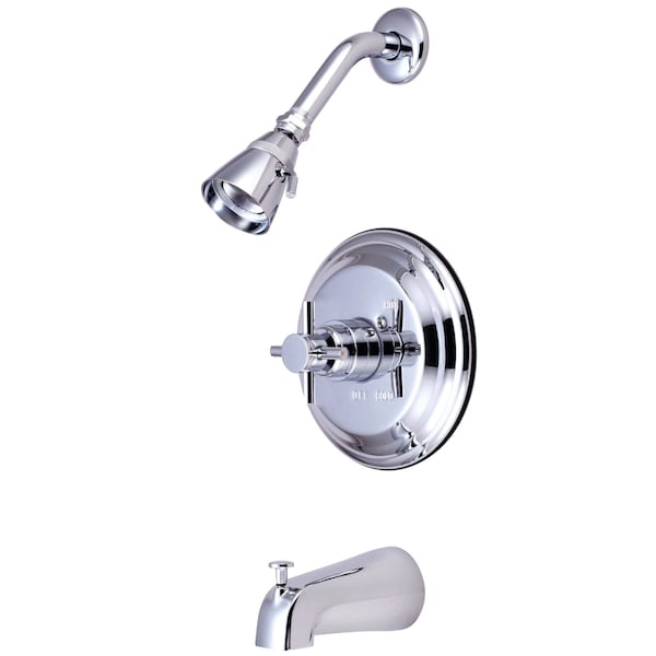 Tub and Shower Faucet, Standard, 3, Wall Mount, Polished Chrome