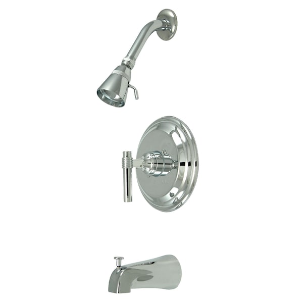 Tub and Shower Faucet, Standard, 3, Wall Mount, Polished Chrome